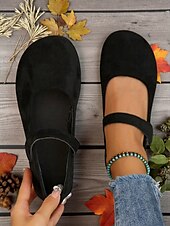 preiswerte Ballerinas für Damen-Beige Mary-Jane-Ballerinas mit weiter Spitze für Damen – bequeme Schuhe aus weichem Wildlederimitat für Freizeitausflüge, Spaziergänge im Garten und den Alltag