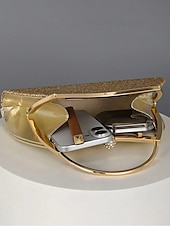 abordables Pochettes et sacs à main de soirée-Pochette de soirée pailletée pour femme – Sac à main doré scintillant avec bandoulière chaîne, élégant sac de soirée pour mariages, bals et cocktails