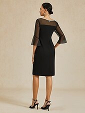 levne Party šaty-Dámské Šaty ke kolenům Plášťové šaty Elegantní Večírek Formální Pevná barva 3/4 délka rukávu Tričkový Černá Léto Jaro