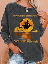 ieftine Artă și design topuri-Pentru femei Hanorac pulover Halloween Modă Casual Manșon Lung Stil Nautic Topuri obișnuite Casual Imprimeu Negru Galben Roșu-aprins Albastru piscină Portocaliu Vară Primăvară Toamnă