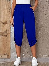 economico Pantaloni-Per donna Pantaloni capri Chinos Moda Streetwear Casual Lunghezza al polpaccio Vita Alta Semplice Tasca Fascia Elastica Comodo Morbido Confortevole Micro-elastico All&#039;aperto Streetwear Blu Cachi
