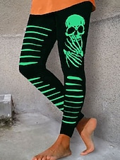 levne Halloween kalhoty-Dámské Legíny prázdniny Vinobraní Módní Plná délka Vysoký pasPantsHalloween Grafika Dýně Potisk Yumuşak Prodyšné Elastické Formální Venkovní Dovolená Bílá Vodní modrá Fialová Oranžová Léto Jaro