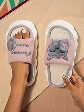 baratos Chinelos de mulher-Pantufas femininas estilo cat paw slide – pantufas com solado de espuma macio e aberto para ambientes internos, ideais para a vida no dormitório, relaxamento em casa e noites aconchegantes