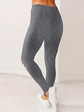 preiswerte Einfarbige Leggings-Damen Leggings Streetwear Lässig Lang Hohe Taille Einfach Zerrissen Atmungsaktivität Weich Mikroelastisch Yoga Straße Schwarz Grau Herbst Normale Passform