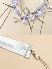 preiswerte Halloween-Zubehör-Halloween-Spinnenhalskette für Damen – Gothic-Punk-Design aus Legierung und Kunstperlen mit Stacheln und Ketten, auffälliger Modeschmuck für Partys, Cosplay und gruselige Abende