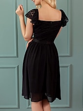 Damskie Sukienka mini Koronkowa sukienka Sukienka koktajlowa Sukienka dla gościa weselnego Szyfon Elegancja Moda Nowoczesny Na zewnątrz Spotkanie towarzyskie Regularny Równina Krótki rękaw W serek tanie Sukienki z szyfonu-Damskie Sukienka mini Koronkowa sukienka Sukienka koktajlowa Sukienka dla gościa weselnego Szyfon Elegancja Moda Nowoczesny Na zewnątrz Spotkanie towarzyskie Regularny Równina Krótki rękaw W serek