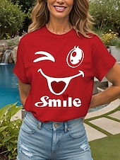 abordables T-shirt Humor &amp; Citations-Femmes T-shirt Cœur Graphique Lettre ancien Élégant Classique Manche Courte Col ras du cou Col rond Hauts Réguliers Quotidien Week-end Imprimé Noir Blanche Jaune Rose Claire Rouge Été