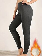 economico Leggings foderati in pile-Per donna Pantaloni in Pile Pantaloni Eleganti Leggings Streetwear Casual Lunghezza intera Naturale Semplice Elastico in vita Calore Termico Comodo Vacanza Uscire Nero grigio Grigio Grigio chiaro