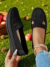 preiswerte Damenhausschuhe und -halbschuhe-Atmungsaktive Flyknit Cut-Out-Loafer für Damen – leichte, lässige Schlupfschuhe für Gartenarbeit und Outdoor-Aktivitäten