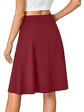 abordables Jupes unies-Femmes Jupe Occasionnel Au-dessus du genou Taille Basse Jupes Uni Avec Poches Micro-Élastique Vacances Rue Noir Rouge Bleu Marron Automne Polyester