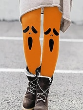 economico Pantaloni di Halloween-Per donna Pantaloni Leggings Streetwear Casual Lunghezza intera Vita Alta A Motivi Elastico in vita Stampato Traspirabilità Confortevole Elasticizzato Vacanza Streetwear Abbigliamento quotidiano