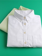 economico Camicie-Camicia da donna in 100% cotone, tinta unita, stile bohémien, vintage, da giorno, a maniche lunghe, con colletto, da giorno, per le feste, con tasca, bianca, rosa, rossa, blu, viola, primavera,