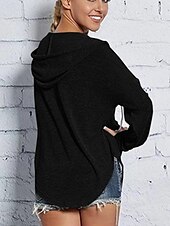 abordables Hauts Simples-Femmes Sweat à capuche Uni Occasionnel manche longue À capuche Hauts Réguliers Rue Tenue Quotidienne Noir Rose Claire Bleu Gris Automne Hiver