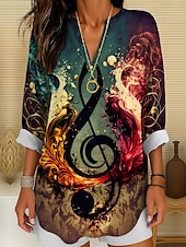 preiswerte Damen Streifen- und geometrische Oberteile-Musikfestival Damen Bluse Ombre Grafik Geometrisch Elegant Vintage Tropisch Langarm V Ausschnitt Normale Oberteile Täglich Ferien Druck Gelb Blau Grün Sommer Frühling