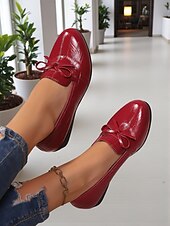 preiswerte Damenhausschuhe und -halbschuhe-Cremefarbene Loafer aus Kunstleder für Damen – bequeme Slipper mit Schleife und Keilabsatz, lässig-elegante Schuhe fürs Büro, zum Einkaufen und für den Alltag
