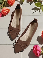 abordables Ballerines femme-Ballerines Flyknit Bow pour femmes – chaussures décontractées, légères, respirantes et élégantes, idéales au quotidien, pour les promenades en plein air et les pique-niques printaniers au jardin