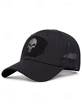 preiswerte Herrenhüte-Taktische Baseballkappe mit Totenkopf-Stickerei für Herren – verstellbare Netzrückseite, Camouflage-Stil, lässige Outdoor-Sportmütze für Halloween-Partys und den Alltag