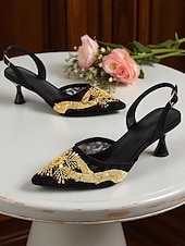 abordables Années 1920-Escarpins à bride arrière en maille à paillettes Art déco pour femmes – Chaussures de soirée à bout pointu inspirées des années 1920 pour mariages, soirées et costumes Gatsby