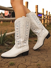 cheap Cowboy &amp; Western Boots-Women&#039;s Brown Western Cowboy Boots with Star Embroidery - Comfortable Block Heel Ankle Boots for Country Music Festivals, Outdoor Events, and Everyday Wear