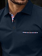 preiswerte Klassisches Poloshirt für Herren-Herren Business-Polo Golfshirt Straße Lässig Revers Langarm Basic Modern Einfach Knöpfe Frühling Herbst Ganzjahres Normale Passform Schwarz Weiß Blau Marineblau Business-Polo