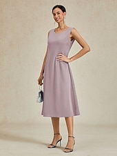 cheap Cocktail Dress-Women&#039;s Midi Dress Sheath Dress A Line Dress Elegant Wedding Party Wedding Guest Regular Fit Solid Color Sleeveless V Neck Gray Pink Black Burgundy Navy Blue Summer Spring Fall Winter