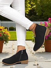 abordables Bottines-Bottines en similicuir rouge pour femme avec fermeture éclair latérale – style décontracté et élégant pour les garden-parties, les promenades au parc et au quotidien