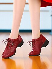 お買い得  ダンススニーカー-女性用通気性メッシュジャズダンススニーカー - プロの練習やパフォーマンスに最適な軽量レースアップシューズ