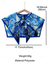 abordables Foulards pour femmes-Col amovible imprimé artistique pour femme – col foulard coloré inspiré de Van Gogh, style rétro vintage, accessoire de mode élégant pour tenues décontractées, tenues de bureau et événements artistiques