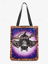 preiswerte Taschen-Halloween-Tragetasche für Damen mit süßem Katzenaufdruck von Kayomi Harai, große Canvas-Umhängetasche für Süßes oder Saures und Partys