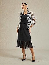 abordables Ensembles deux pièces-Femmes Hauts Élégants Hauts en dentelle Fleuri Élégant ancien Col haut Noir Été Printemps Automne