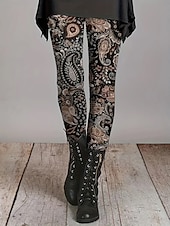 billige Blomstertrykk-Dame Leggings Ferie Årgang Mote Ankel-lengde Høy Midje Blomstret Grafisk Printer Myk Pustende Elastisk utendørs Daglig Rødstrupe-egg Blå Hvit Brun Grønn Sommer Vår Høst Slank Fasong