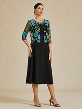 preiswerte Elegante Oberteile-Damen Strickjacke Spitze bestickt elegant Basic lässig geblümt formell kurz Rundhalsausschnitt lockere Passform 3/4-Ärmel Oberbekleidung Marineblau Sommer Frühling