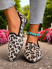 economico Slip-ons e mocassini da uomo-Mocassini da donna con stampa leopardata - scarpe basse casual slip-on con stampa animalier, comode scarpe da passeggio con punta affilata per l&#039;uso quotidiano, passeggiate all&#039;aperto e viaggi