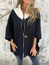 preiswerte Trenchcoats-Damen Mantel Freizeitjacke Warm Bequem Patchwork Reißverschluss Mode Modern Lässig Farbblock Ausgehen Wochenende Reisverschluss Regulär Stehkragen Normale Passform Dreiviertelarm Oberbekleidung
