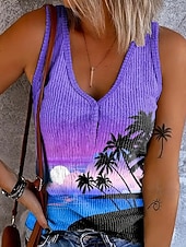 Women's Camisole Tank Top Floral Graphic Leaf Bohemia Vintage Stylish Sleeveless V Neck Regular Tops Daily Print Purple Summer Spring4