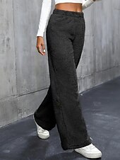 economico gamba larga e vita alta-Per donna Gamba larga Pantaloni Eleganti Streetwear Casual Lunghezza intera Naturale Semplice Elastico in vita Confortevole Ferie Uscire Weekend Grigio Nero Bianco Cachi Autunno Vestibilità regolare