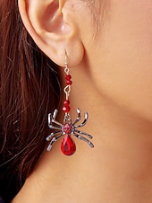 abordables Boucle d&amp;#39;oreille pour femme-Boucles d'oreilles pendantes araignées d'Halloween pour femmes – design en alliage de cristal coloré, bijoux légers pour fêtes, cosplay et événements en boîte de nuit