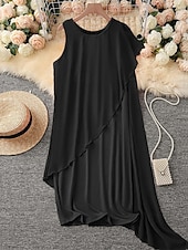 abordables Robes en chiffon-Femmes Mini Robe Robe Décontractée Robe en Chiffon Robe d&#039;été Robe Nuisette Mode Moderne Quotidien Plage Week-end Coupe régulière Uni Sans manches Col ras du cou Noir Rose Claire Violet Kaki Été