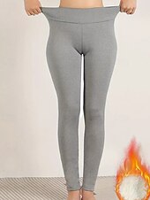 economico Leggings foderati in pile-Per donna Pantaloni in Pile Pantaloni Eleganti Leggings Streetwear Casual Lunghezza intera Naturale Semplice Elastico in vita Calore Termico Comodo Vacanza Uscire Nero grigio Grigio Grigio chiaro