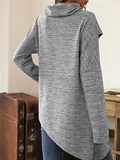 preiswerte Damen Einfache Oberteile-Damen Pullover Mode Täglich Lässig Einfarbig Gerippt Kapuze Gestrickt Langarm Normale Oberteile Stricken Täglich Ferien Ausgehen Schwarz Wein Herbst Winter