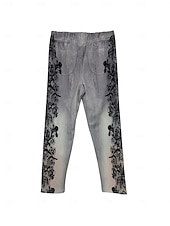 economico -Per donna 3/4 Collant Collant Atletico Lunghezza al polpaccio Vita Alta Floreale Stampa Comodo Sollevamento glutei Controllo addominale Yoga Casual Quotidiano Rosso scuro Blu marino Blu Viola