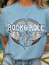 abordables T-shirt Humor &amp; Citations-Festival de musique Femmes T-shirt Graphique Lettre ancien Élégant Classique Manche Courte Col ras du cou Col rond Hauts Réguliers Quotidien Week-end Imprimé Noir Rose Claire Bleu Violet Vert Ét