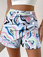 preiswerte Kurze Hose-Damen Chinos Shorts Elegant Urlaub Vintage Kurz Hohe Taille Grafik Geometrisches Muster Abstrakt Geschichtet Schnelltrocknend Bequem Atmungsaktiv Unelastisch Outdoor Straße Täglich Rubinrot Rosa Grün