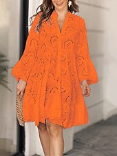 economico Abiti Floreali Stampati-Per donna Mini Abito Abito in Pizzo Vestito Casual Moda Moderno Quotidiano Spiaggia Weekend Vestibilità regolare Semplice Manica Lunga Scollo a V Giallo Arancione Primavera Autunno