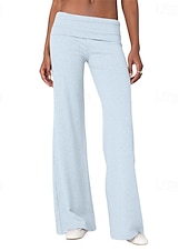 ieftine picior lat și talie înaltă-Pentru femei Picior Larg Pantaloni Pantaloni Palazzo Modă Șic Stradă Lungime totală Natural Simplu Talie elastică Respirabilitate Comfortabil Stradă Purtare Zilnică Ieșire Roșu Vin Negru 1 # Negru