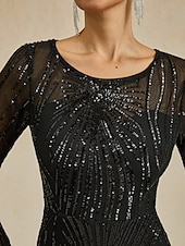 preiswerte Kleider für den-Damen Maxikleid Etui-Kleid Elegant Abendgesellschaft Normale Passform Einfarbig Langarm Rundhalsausschnitt Schwarz Herbst Winter