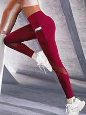 olcso Sima leggings-Női Harisnyanadrág Harisnyanadrág Sportos Teljes hossz Magas derék Kollázs Kollázs Oldalzsebek kellemes Alakformáló Hasformáló Jóga Alkalmi / Napi Fekete Burgundi vörös Tavasz Ősz Sovány