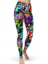 abordables Art &amp; Design Impression-Femmes Leggings Vacances ancien Mode Longueur complète Taille haute Graphique Dégradé Géométrie Impression Doux Respirant Élastique Vacances Occasionnel Quotidien Bleu œuf de mer Noir Rouge Violet