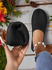 economico Slip-ons e mocassini da donna-scarpe slip-on da donna a punta larga – comode ballerine in Flyknit traspirante, perfette per l&#039;uso quotidiano, i viaggi, il giardino e le attività all&#039;aperto