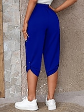 economico Pantaloni-Per donna Pantaloni capri Chinos Moda Streetwear Casual Lunghezza al polpaccio Vita Alta Semplice Tasca Fascia Elastica Comodo Morbido Confortevole Micro-elastico All&#039;aperto Streetwear Blu Cachi